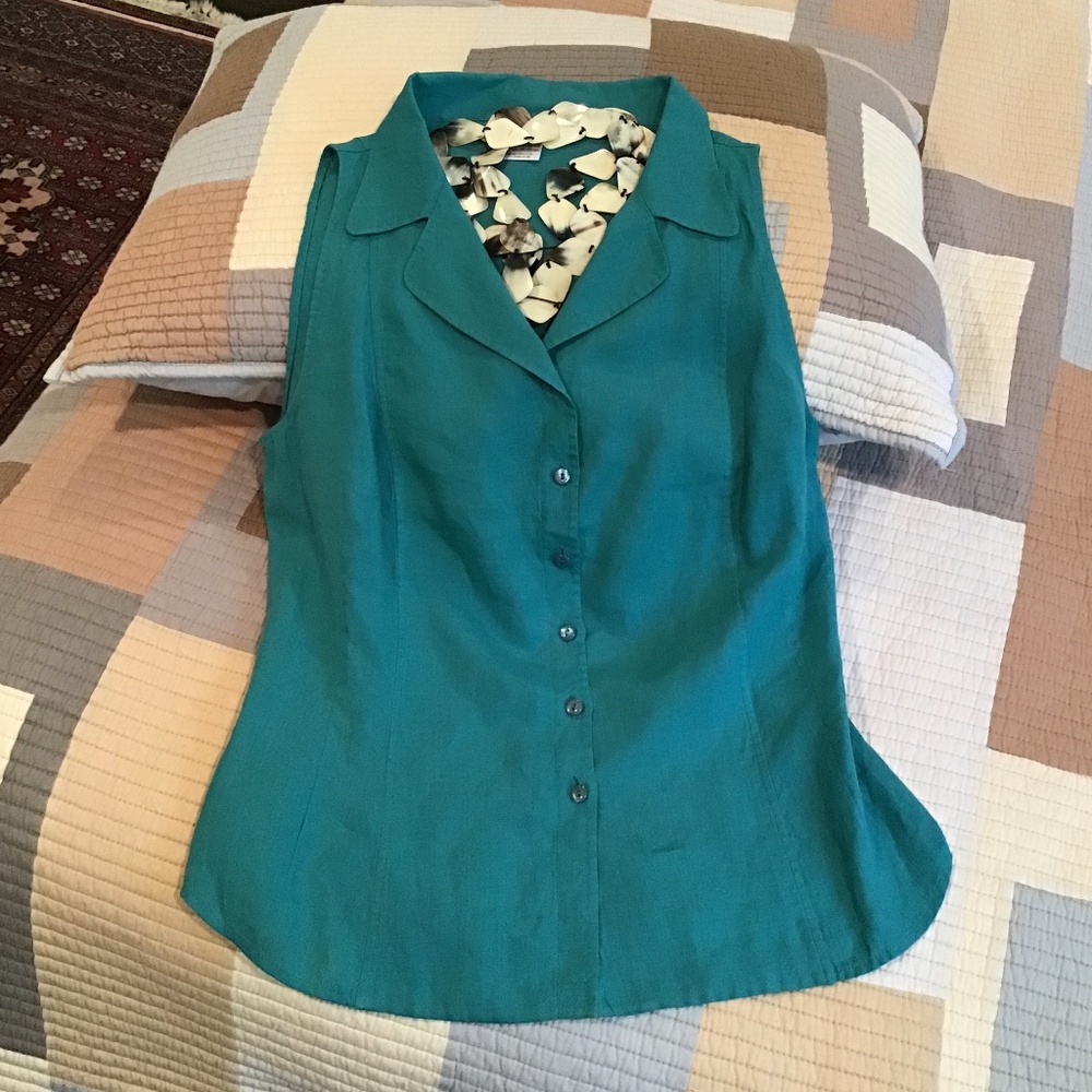 MaxMara Emerald Linen Top Sleeveless US 14